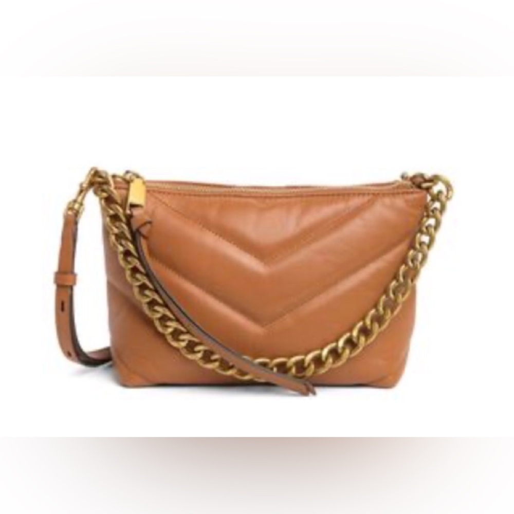 Rebecca Minkoff Edie Quilted Leather Crossbody Bag in Caramello